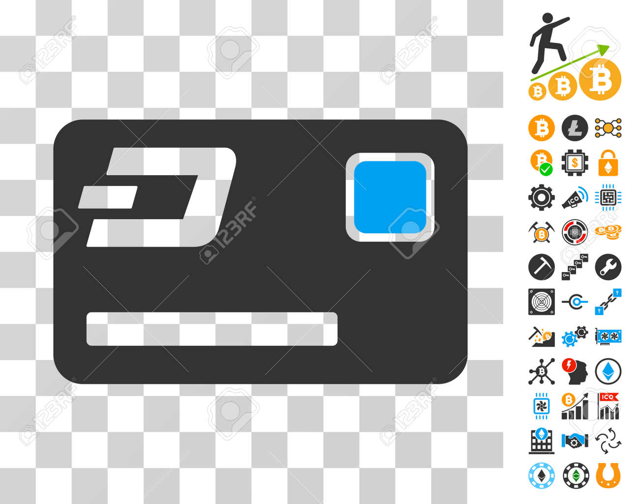 Dash Credit Card Pictograph With Bonus Bitcoin Mining And Blockchain - 